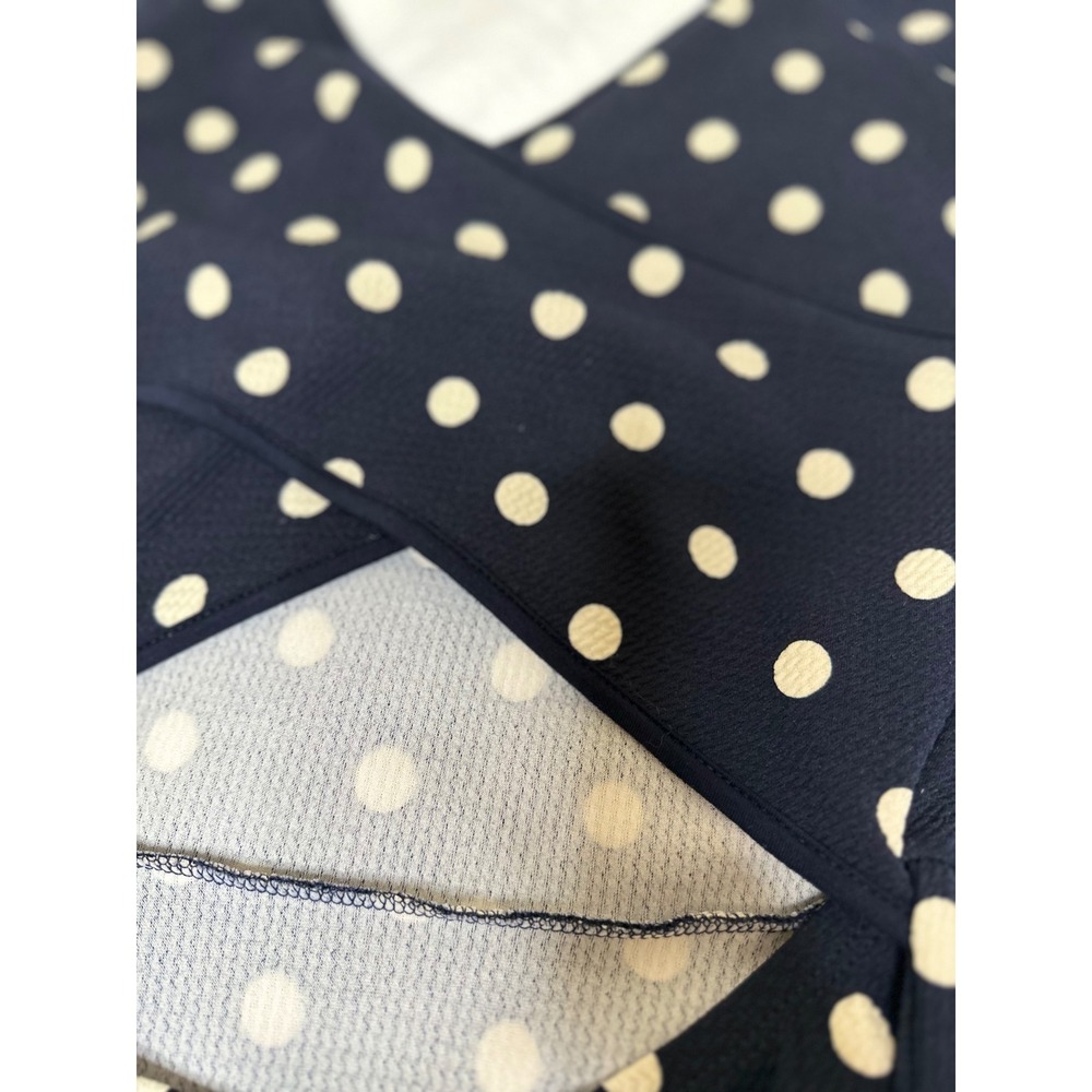 Polka Dot Dress Women Size M Navy Blue Skater Cutout Back Good - Picture 4 of 7